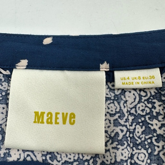 NWOT Anthropologie Maeve Hiver Blue 3/4 Sleeve Boho Peasant Blouse Size 4 - Picture 8 of 13